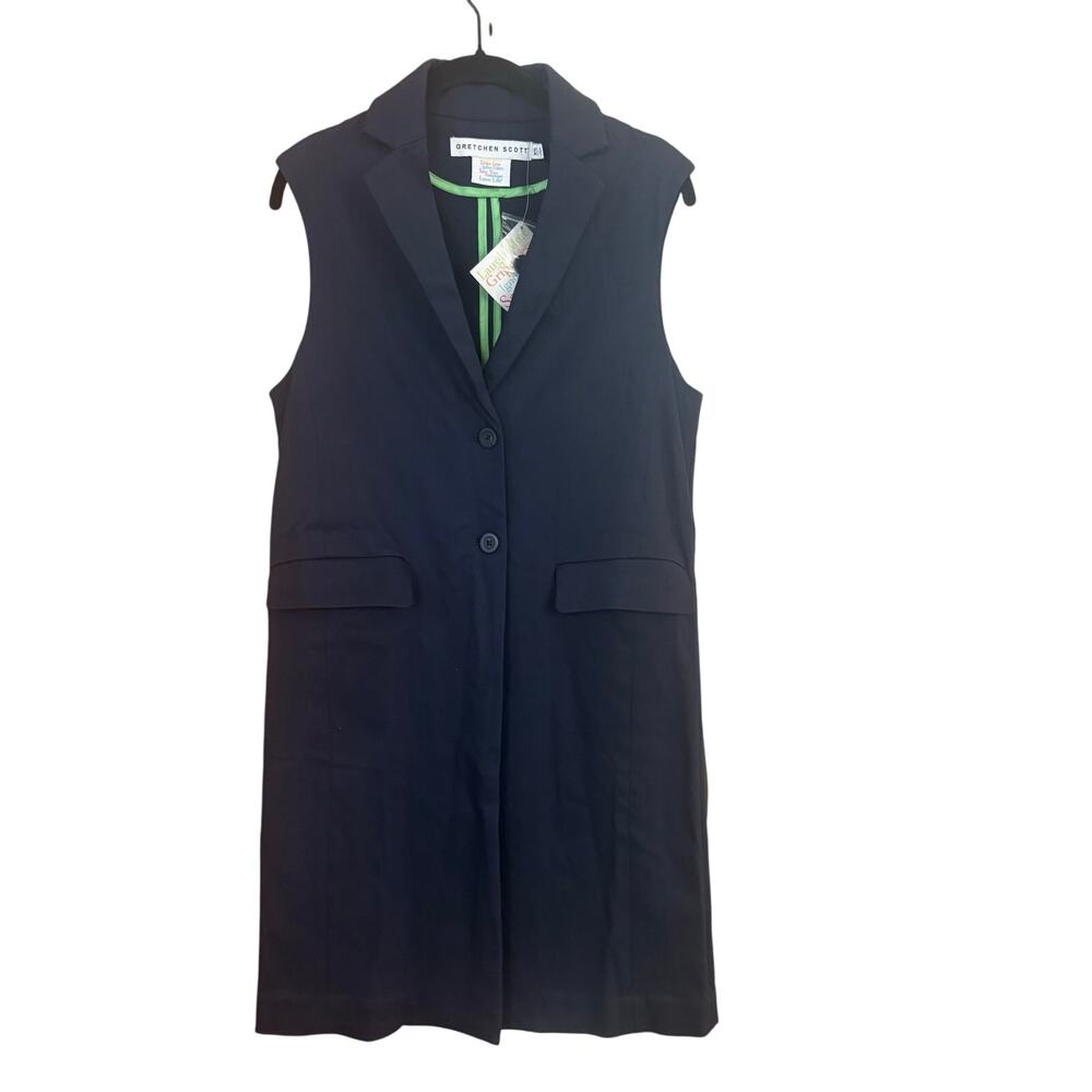 NWT Gretchen Scott Banker's dark blue sleeveless long vest SIZE‎ XS